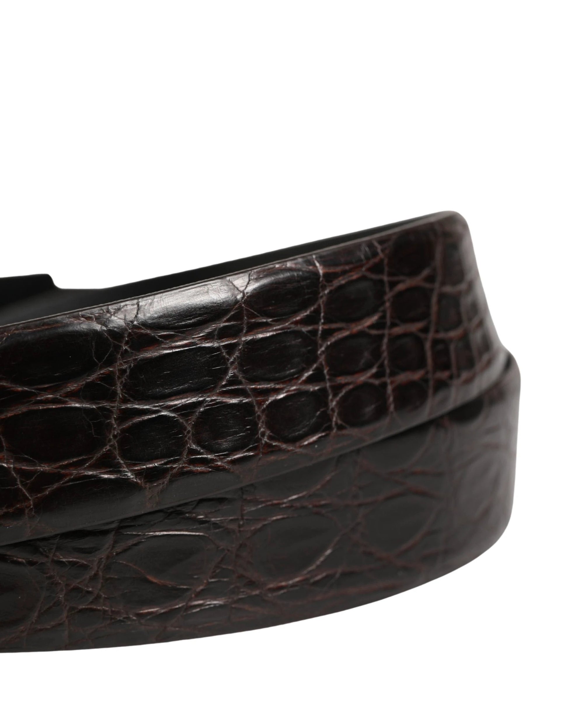 Dolce & Gabbana Men Black Exotic Leather Logo Buckle Belt by Dolce & Gabbana