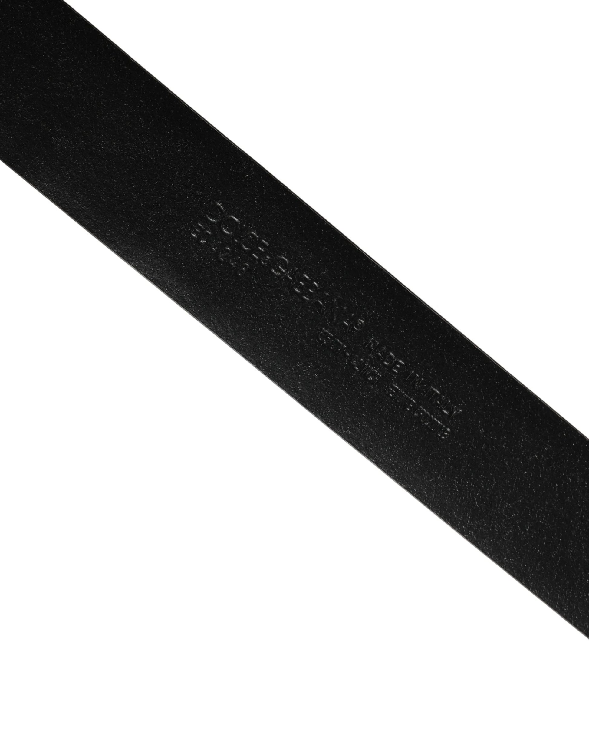 Dolce & Gabbana Men Black Exotic Leather Logo Buckle Belt by Dolce & Gabbana