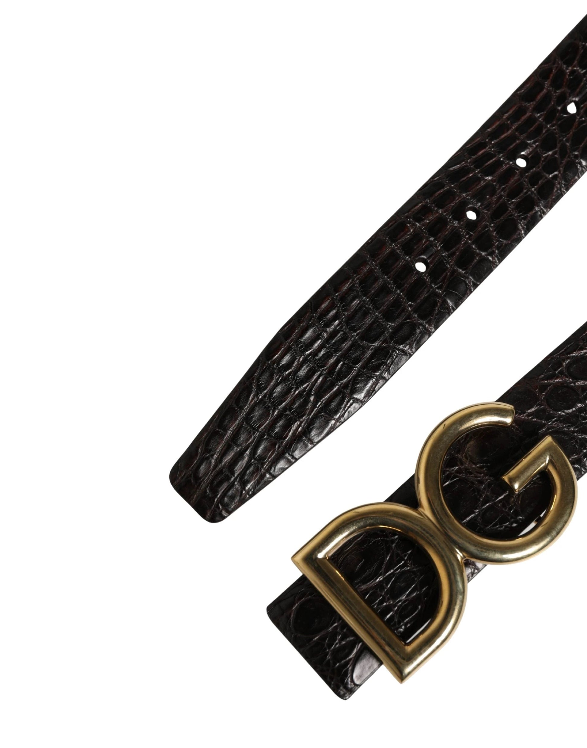 Dolce & Gabbana Men Black Exotic Leather Logo Buckle Belt by Dolce & Gabbana