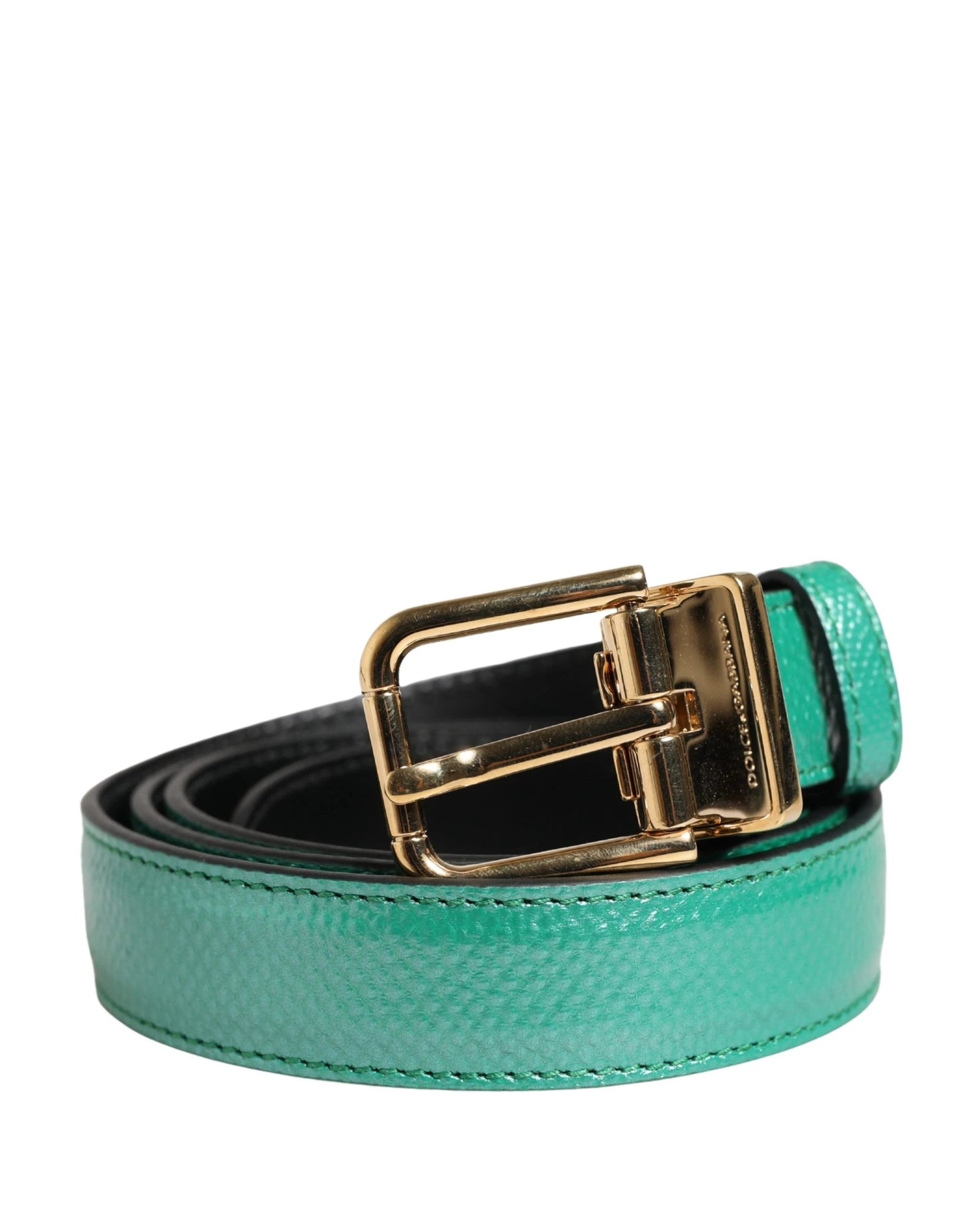 Dolce & Gabbana Men Green Classic Leather Metal Buckle Belt by Dolce & Gabbana