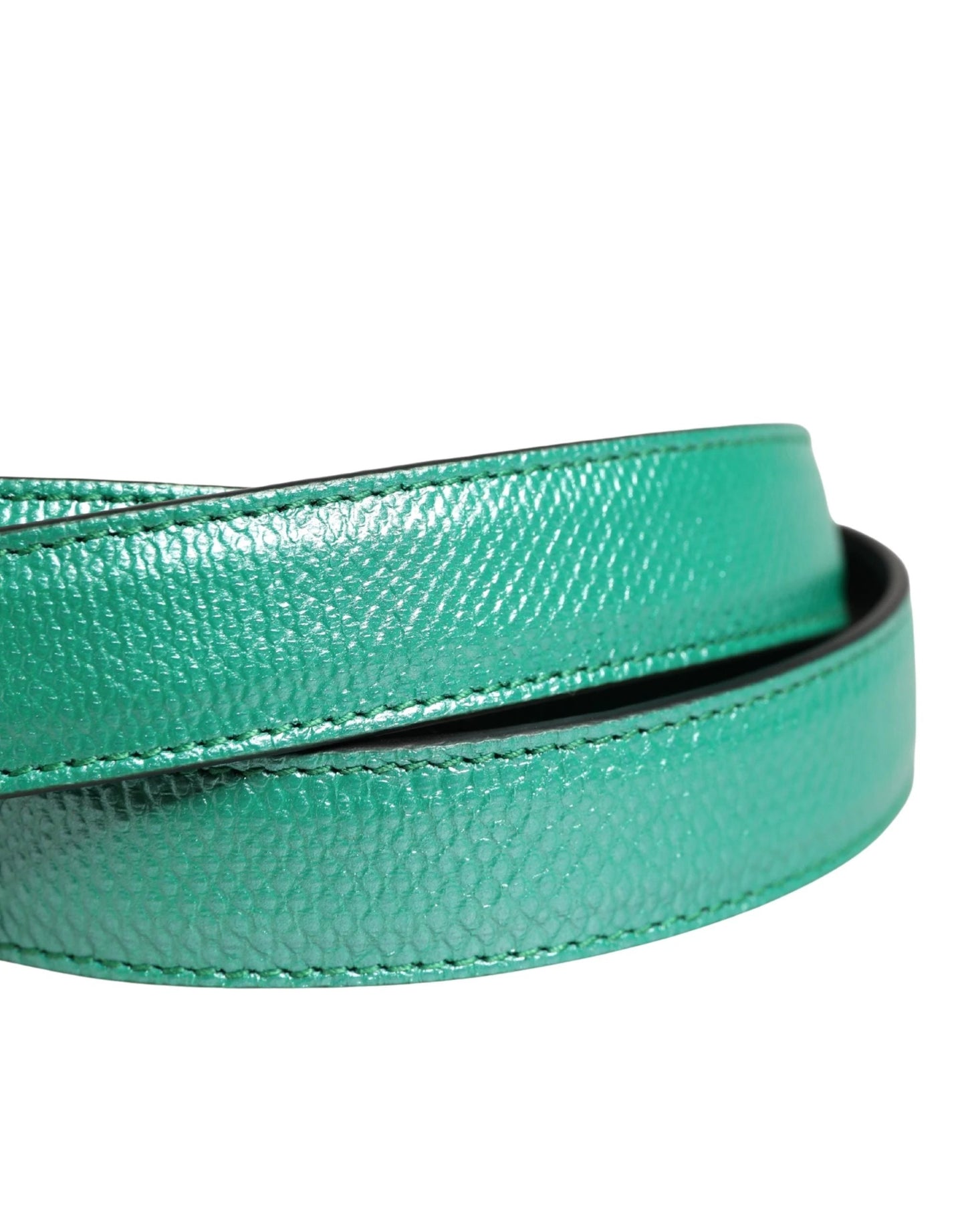 Dolce & Gabbana Men Green Classic Leather Metal Buckle Belt by Dolce & Gabbana