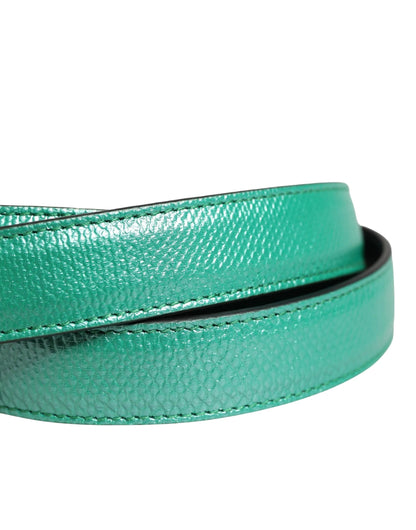 Dolce & Gabbana Men Green Classic Leather Metal Buckle Belt by Dolce & Gabbana