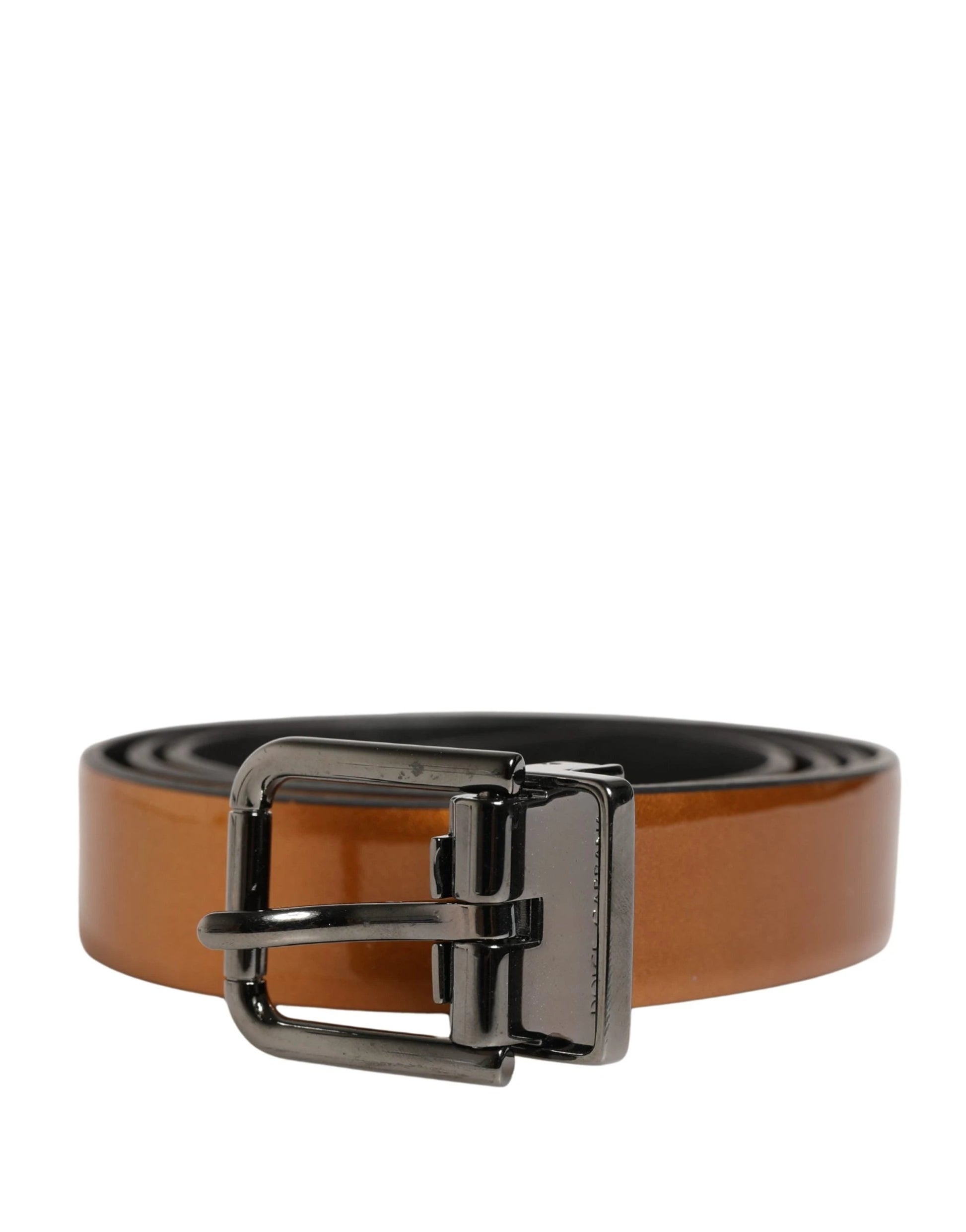 Dolce & Gabbana Men Brown Classic Leather Metal Buckle Belt by Dolce & Gabbana
