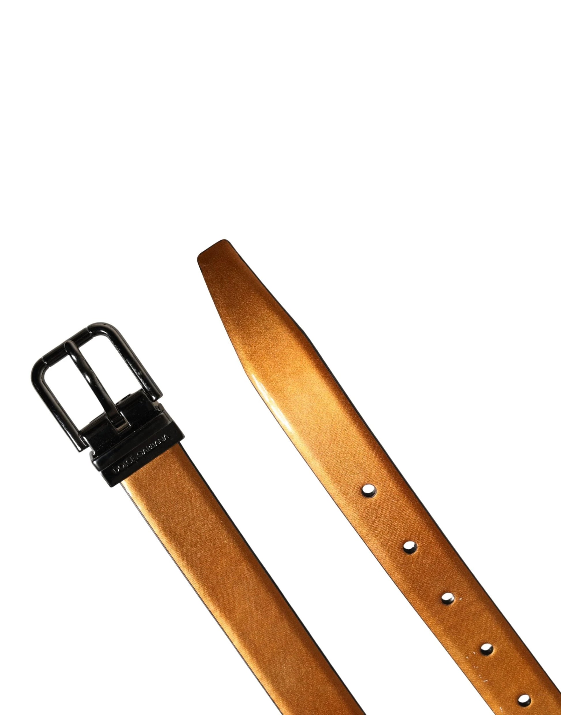 Dolce & Gabbana Men Brown Classic Leather Metal Buckle Belt by Dolce & Gabbana