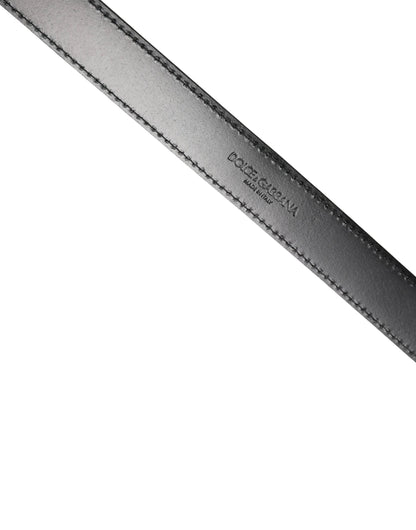 Dolce & Gabbana Men Black Marble Leather DG Logo Buckle Belt by Dolce & Gabbana