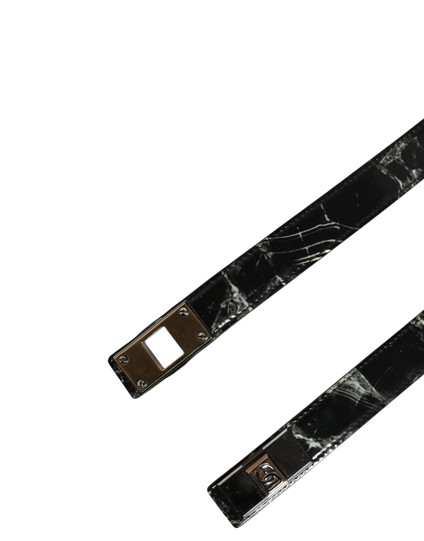 Dolce & Gabbana Men Black Marble Leather DG Logo Buckle Belt by Dolce & Gabbana