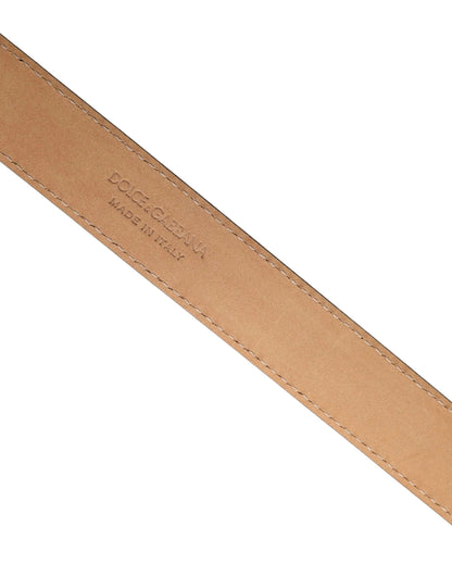 Dolce & Gabbana Men Black Marble Leather Metal Buckle Belt by Dolce & Gabbana