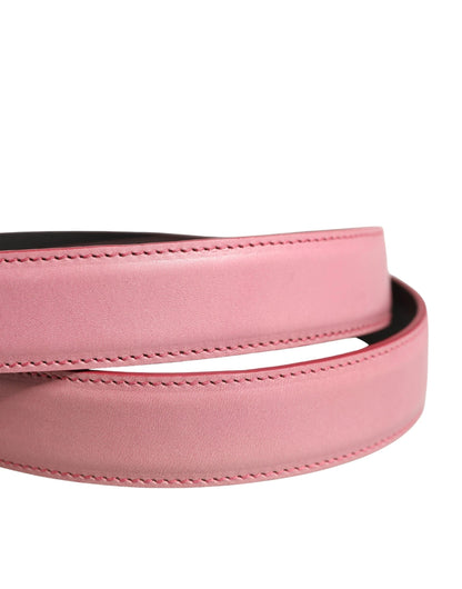 Dolce & Gabbana Men Pink Classic Leather Metal Buckle Belt by Dolce & Gabbana