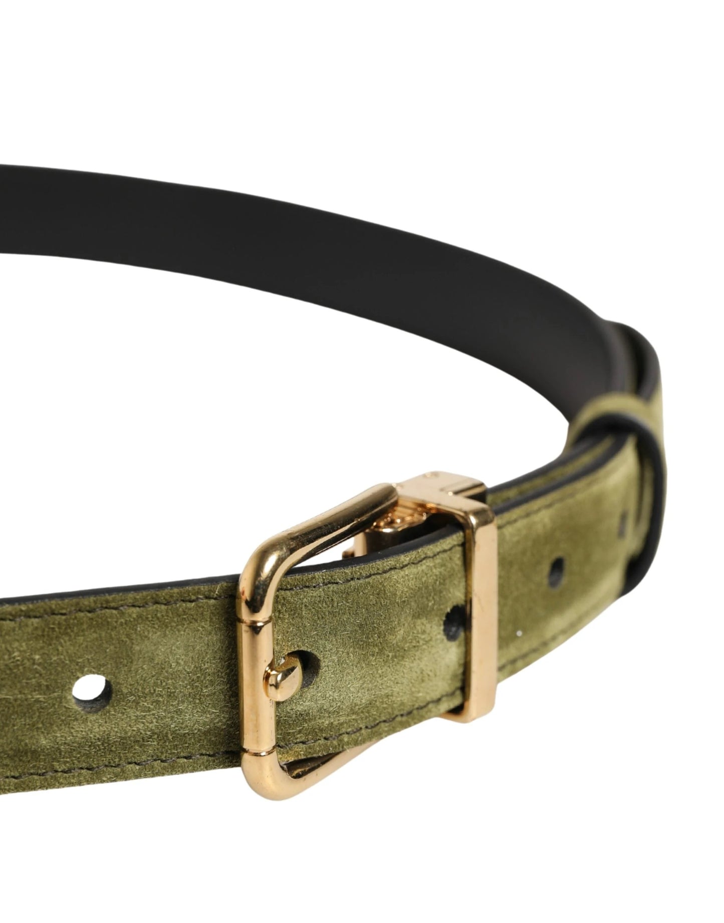 Dolce & Gabbana Men Green Velvet Leather Metal Buckle Belt by Dolce & Gabbana
