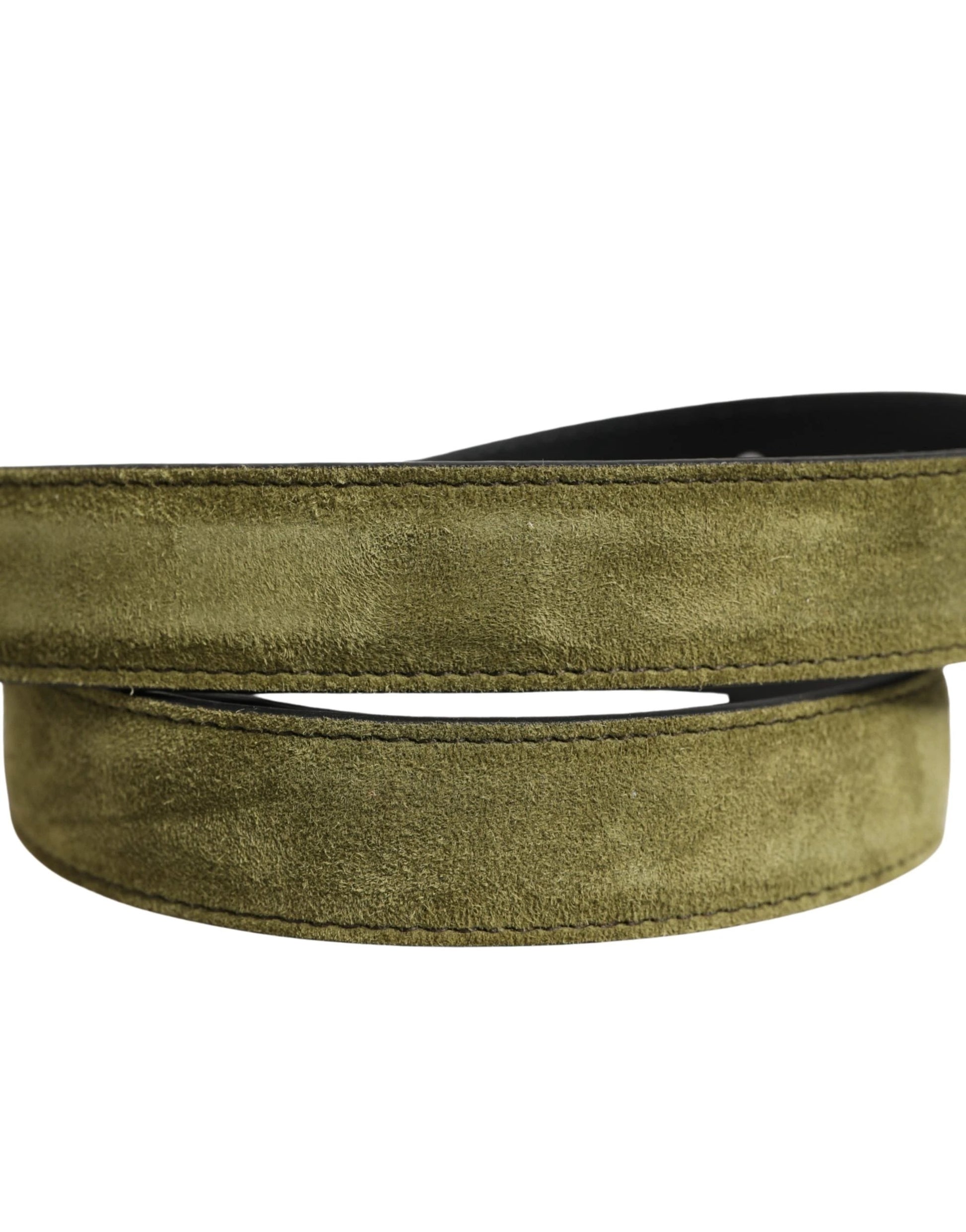 Dolce & Gabbana Men Green Velvet Leather Metal Buckle Belt by Dolce & Gabbana