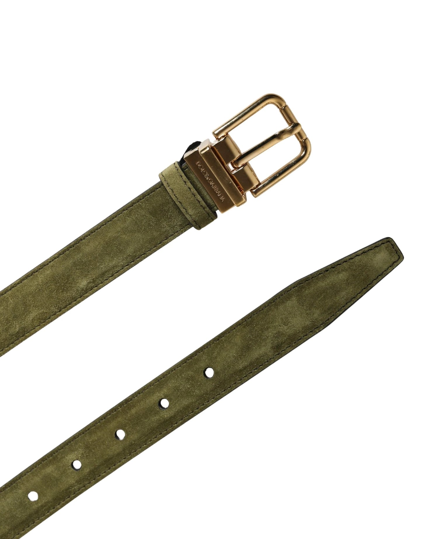 Dolce & Gabbana Men Green Velvet Leather Metal Buckle Belt by Dolce & Gabbana