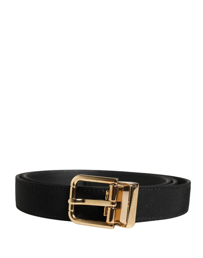 Dolce & Gabbana Black Viscose Leather Gold Metal Buckle Belt by Dolce & Gabbana