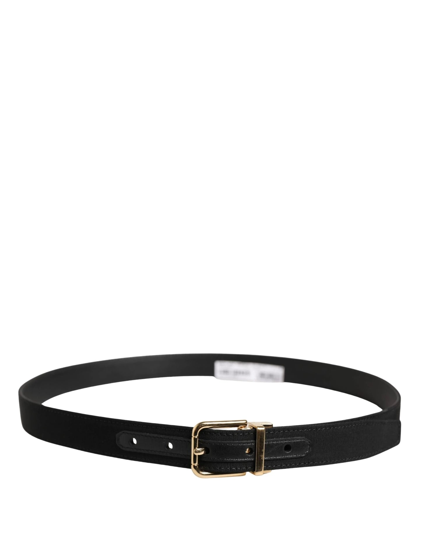 Dolce & Gabbana Black Viscose Leather Gold Metal Buckle Belt by Dolce & Gabbana