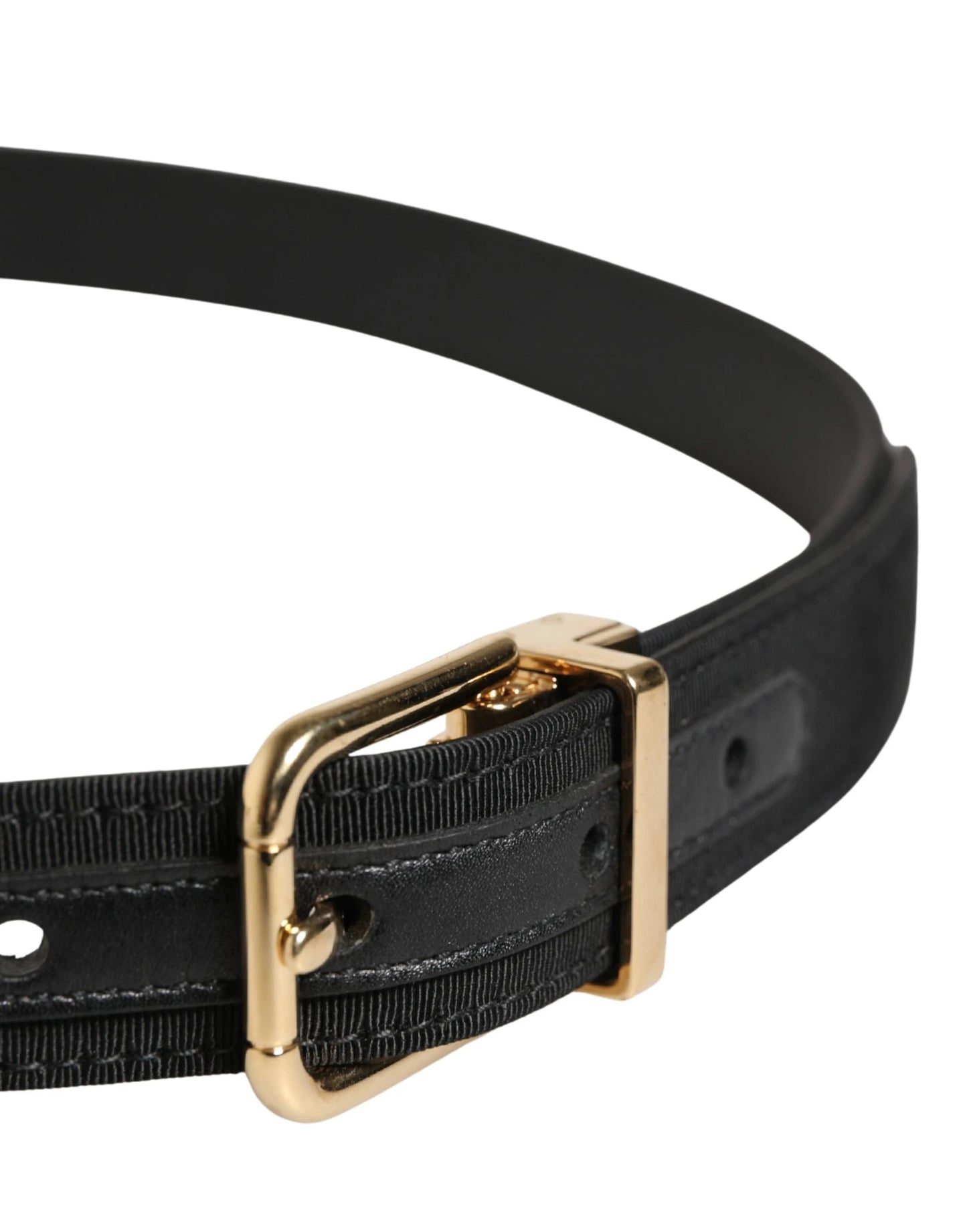 Dolce & Gabbana Black Viscose Leather Gold Metal Buckle Belt by Dolce & Gabbana