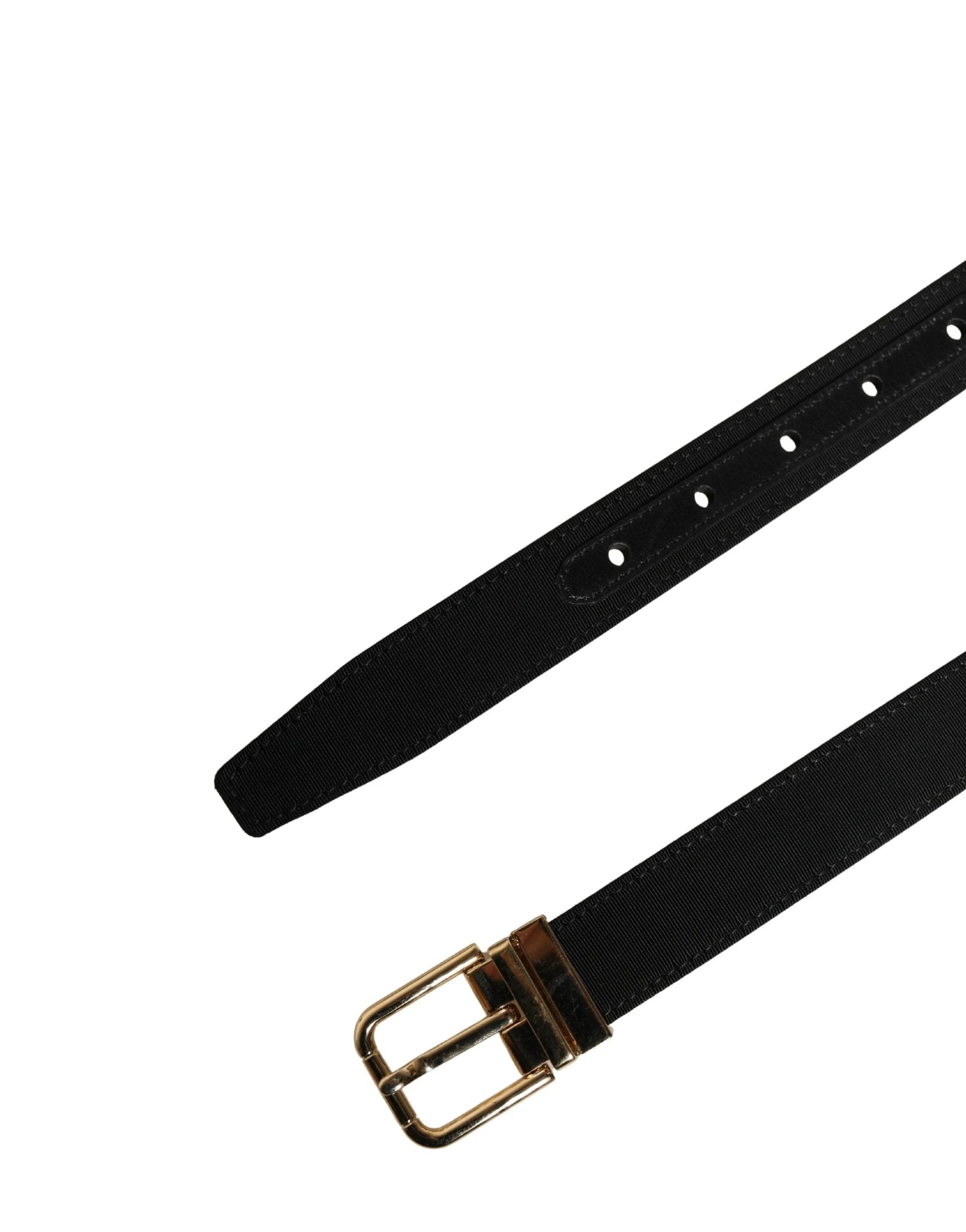 Dolce & Gabbana Black Viscose Leather Gold Metal Buckle Belt by Dolce & Gabbana