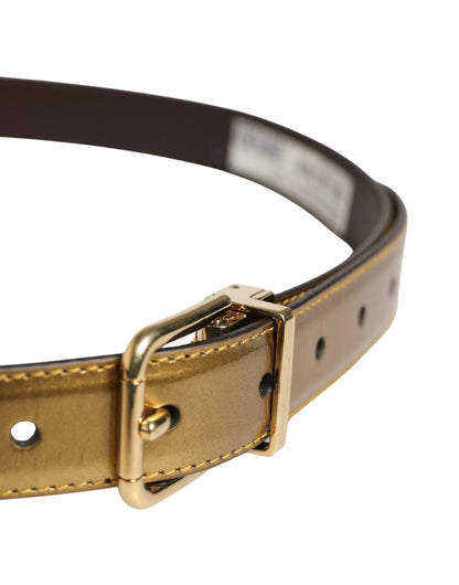 Dolce & Gabbana Men Gold Classic Leather Metal Buckle Belt by Dolce & Gabbana