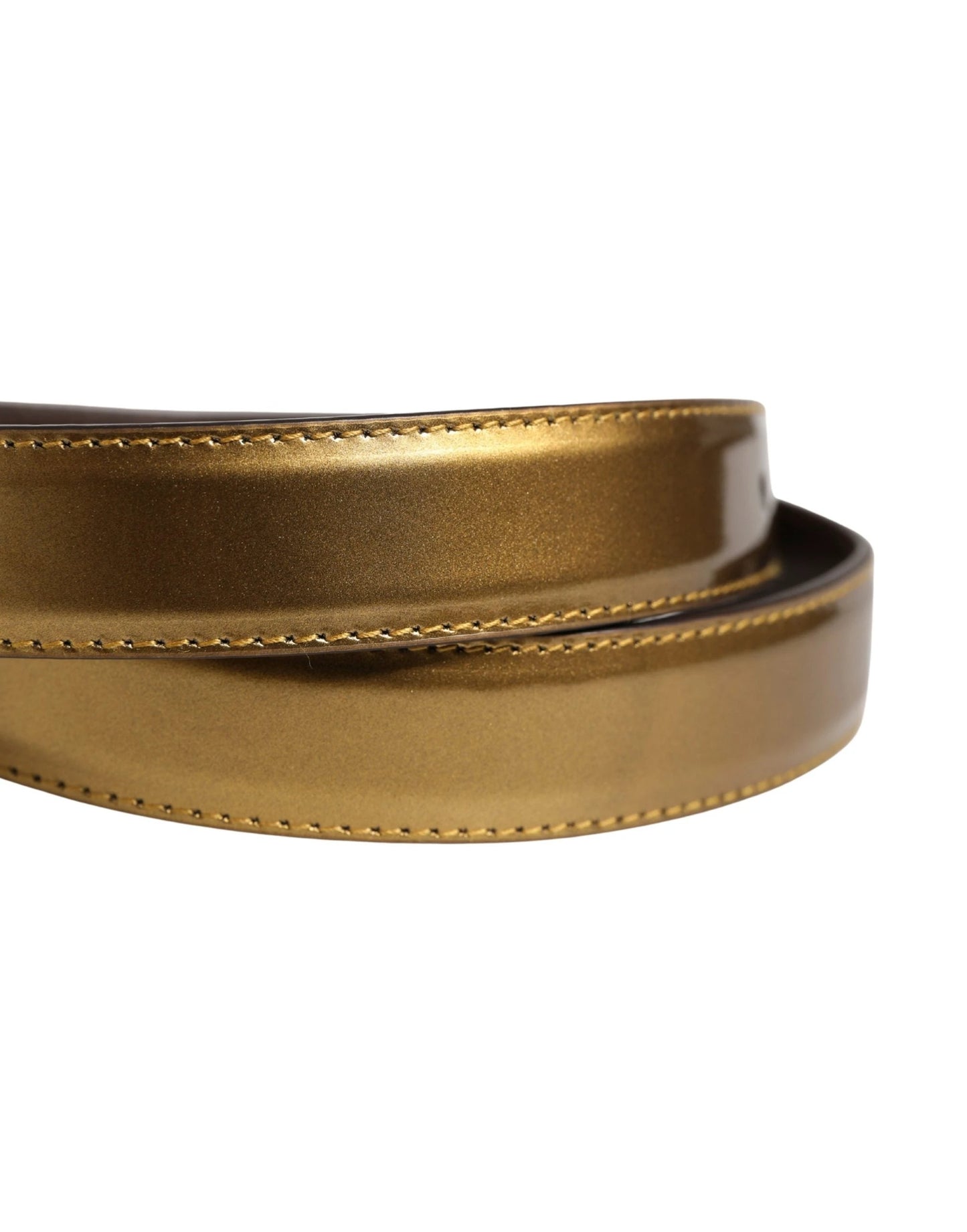 Dolce & Gabbana Men Gold Classic Leather Metal Buckle Belt by Dolce & Gabbana