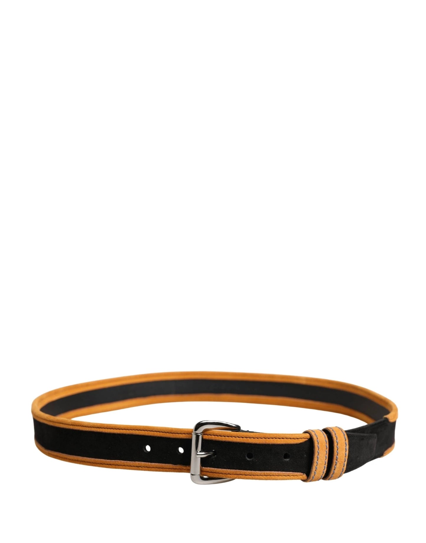 Dolce & Gabbana Men Black Orange Polyester Metal Buckle Belt by Dolce & Gabbana