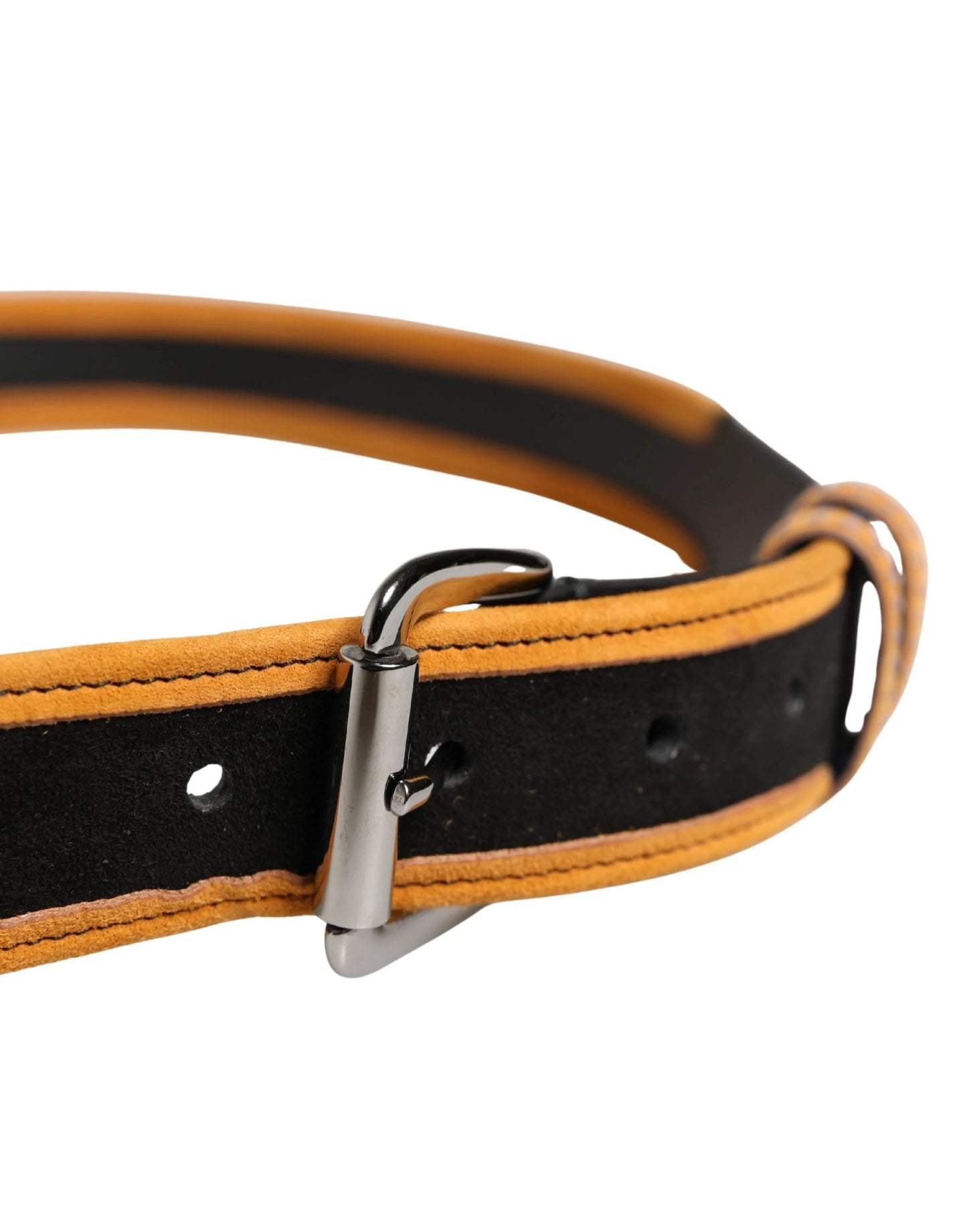 Dolce & Gabbana Men Black Orange Polyester Metal Buckle Belt by Dolce & Gabbana