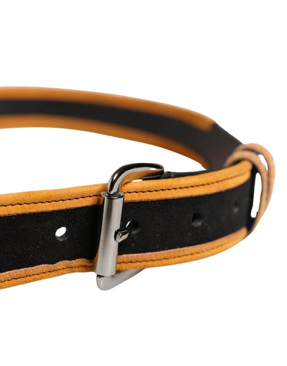 Dolce & Gabbana Men Black Orange Polyester Metal Buckle Belt by Dolce & Gabbana