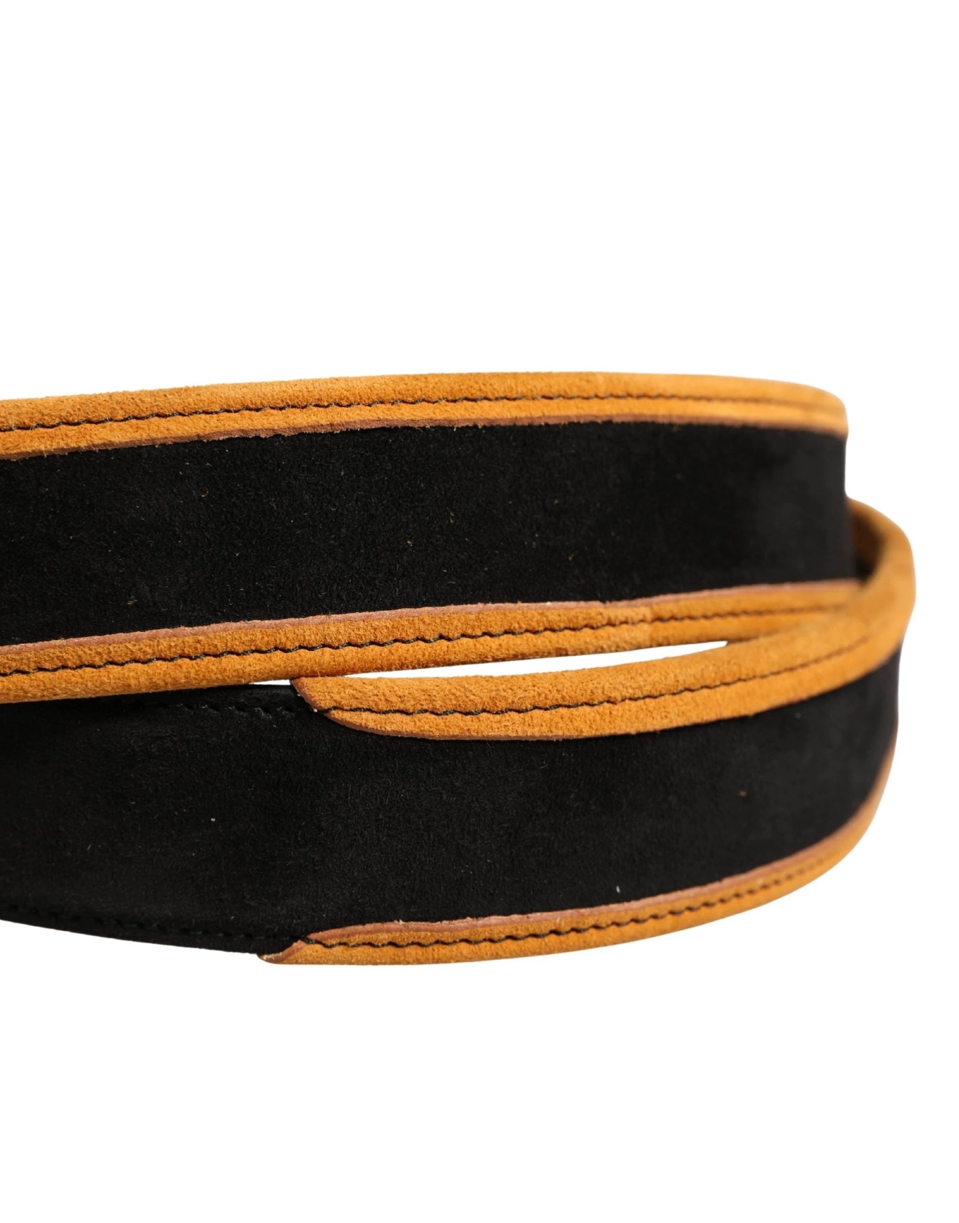 Dolce & Gabbana Men Black Orange Polyester Metal Buckle Belt by Dolce & Gabbana