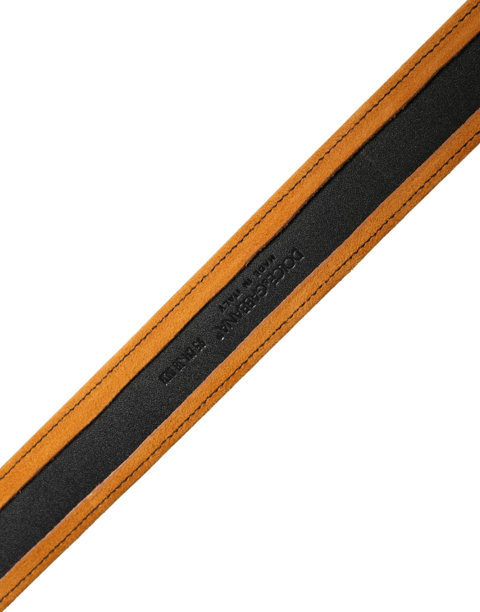 Dolce & Gabbana Men Black Orange Polyester Metal Buckle Belt by Dolce & Gabbana