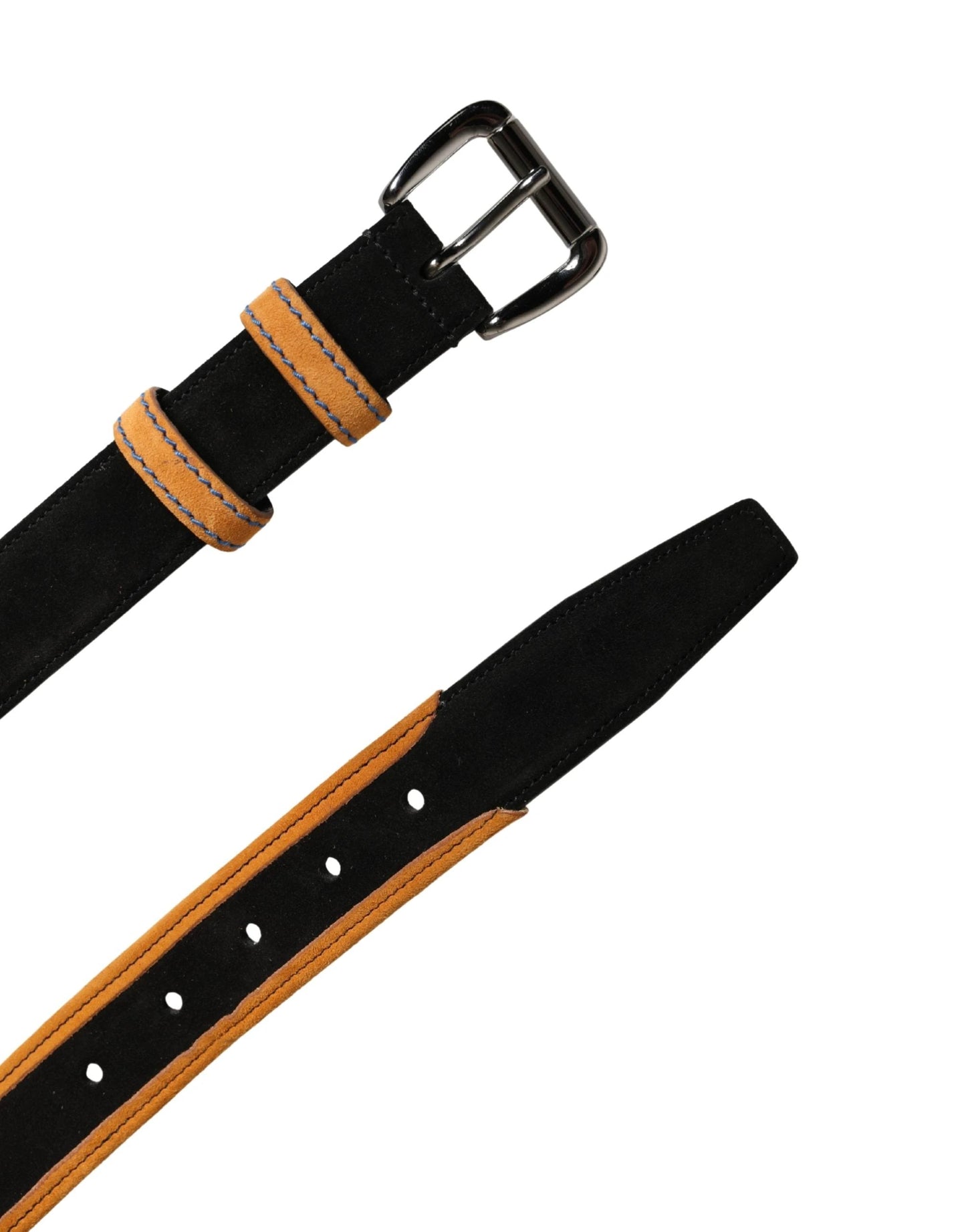 Dolce & Gabbana Men Black Orange Polyester Metal Buckle Belt by Dolce & Gabbana
