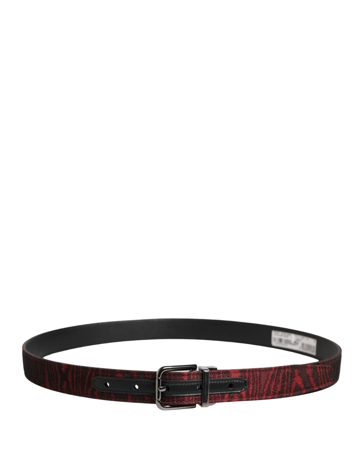 Dolce & Gabbana Men Red Jacquard Acetate Metal Buckle Belt by Dolce & Gabbana