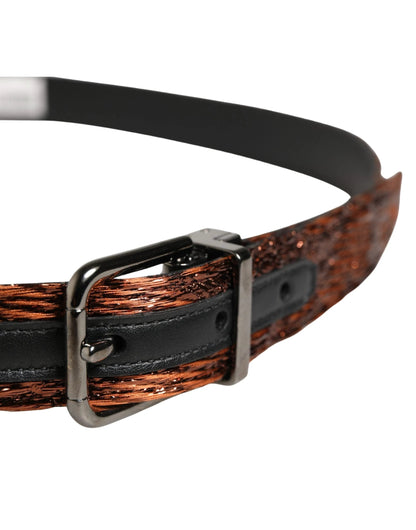 Dolce & Gabbana Men Brown Classic Polyester Metal Buckle Belt by Dolce & Gabbana