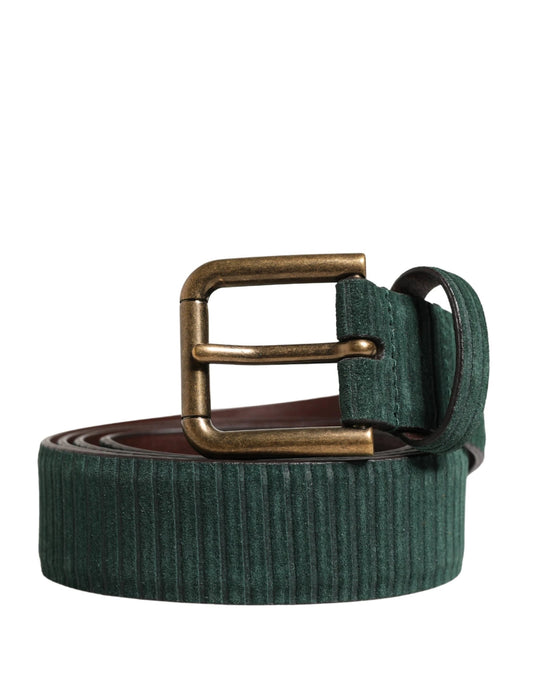 Dolce & Gabbana Men Green Velvet Leather Metal Buckle Belt by Dolce & Gabbana