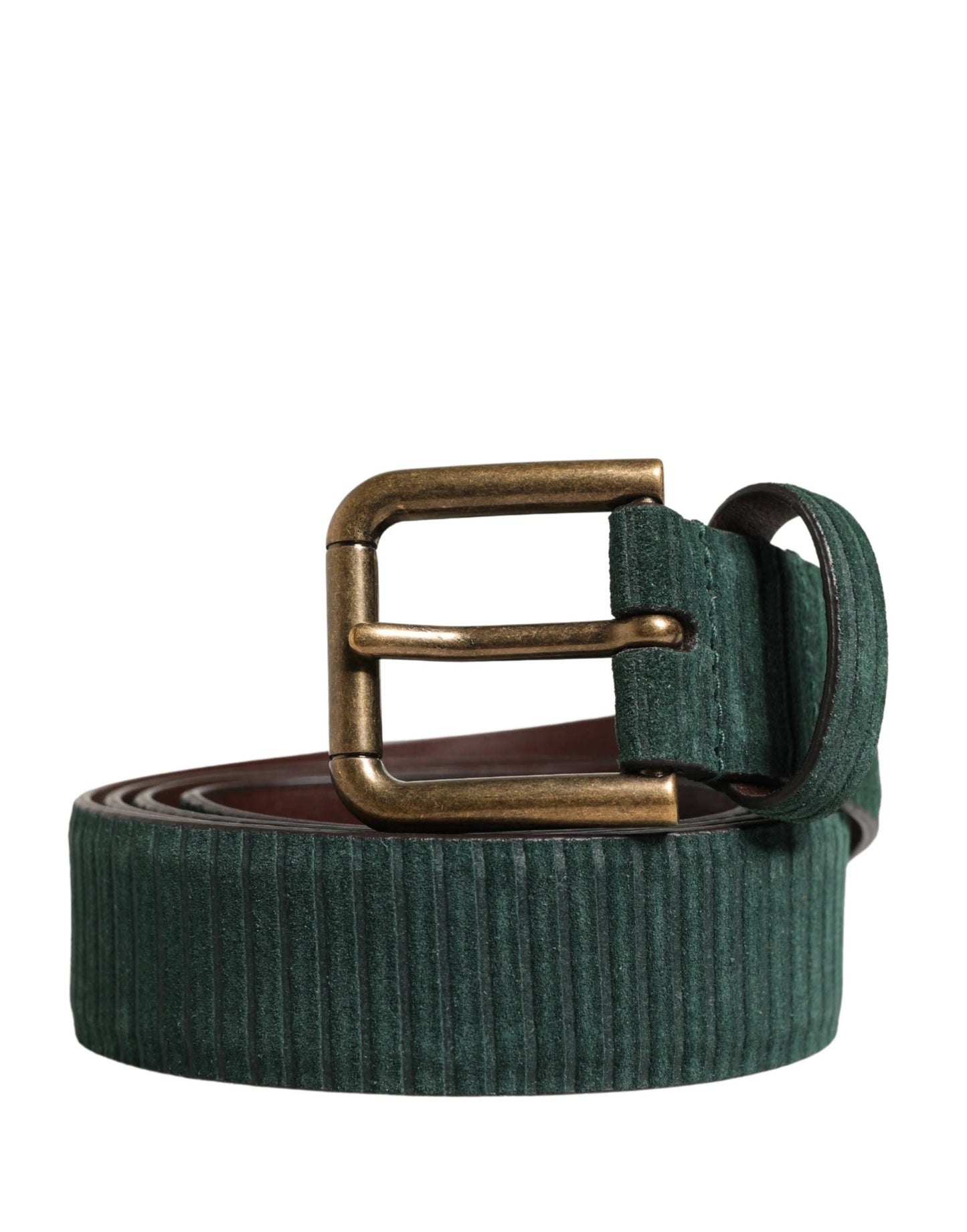 Dolce & Gabbana Men Green Velvet Leather Metal Buckle Belt by Dolce & Gabbana