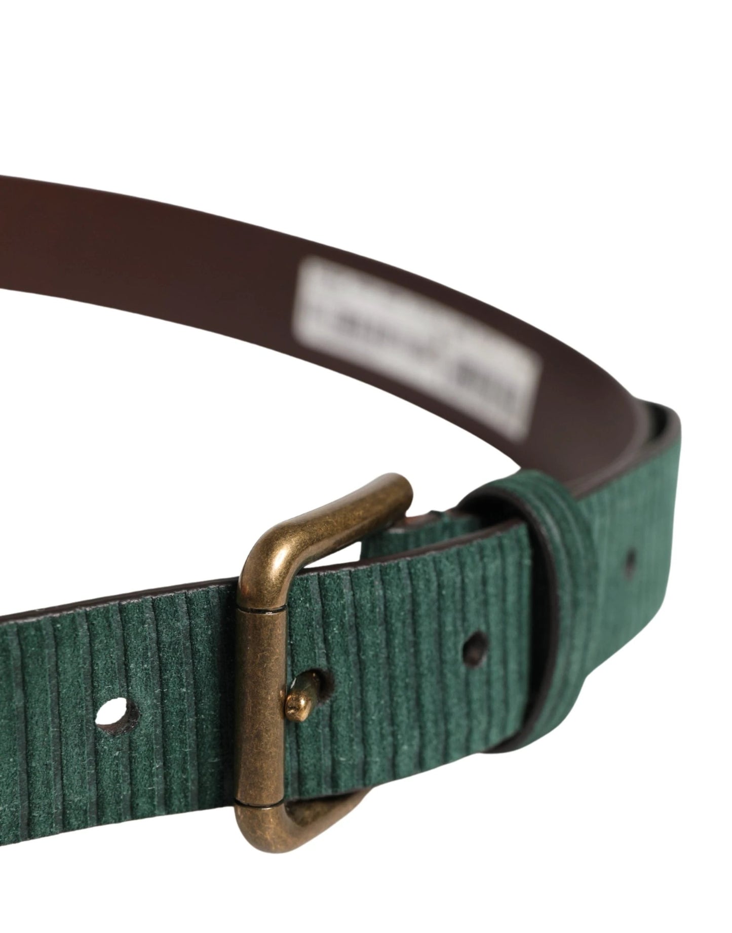 Dolce & Gabbana Men Green Velvet Leather Metal Buckle Belt by Dolce & Gabbana