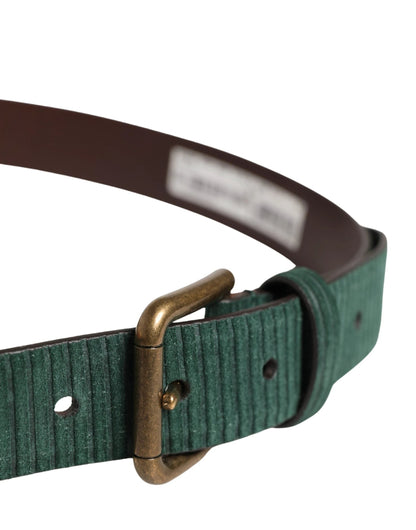 Dolce & Gabbana Men Green Velvet Leather Metal Buckle Belt by Dolce & Gabbana