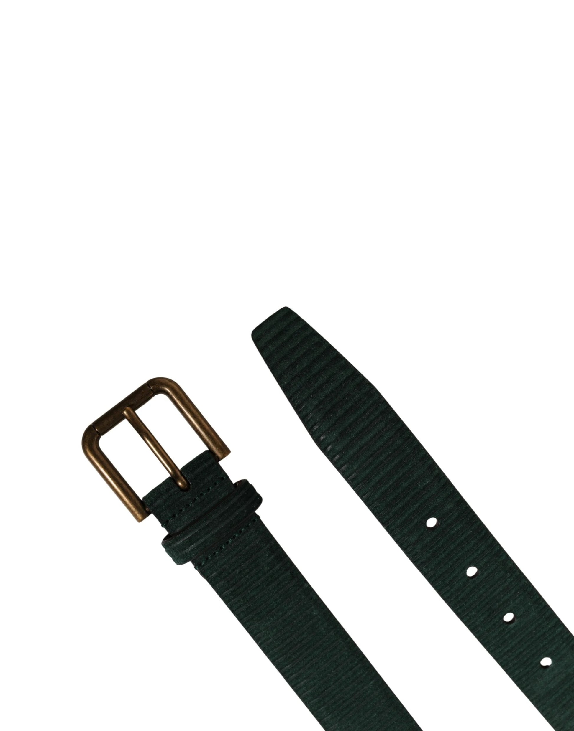 Dolce & Gabbana Men Green Velvet Leather Metal Buckle Belt by Dolce & Gabbana