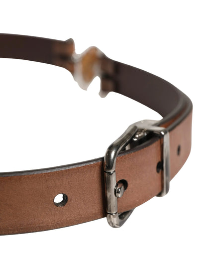 Dolce & Gabbana Men Brown Classic Leather Metal Buckle Belt by Dolce & Gabbana