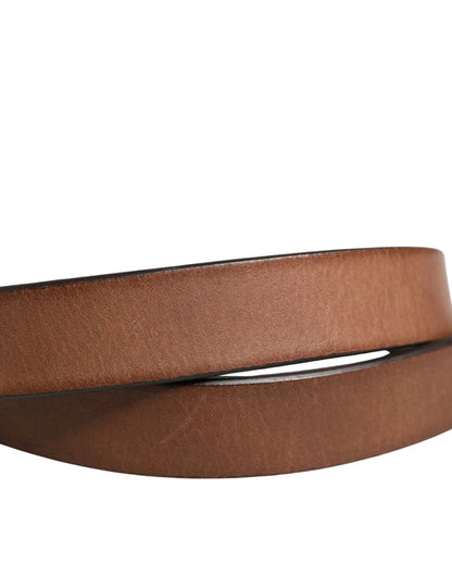 Dolce & Gabbana Men Brown Classic Leather Metal Buckle Belt by Dolce & Gabbana