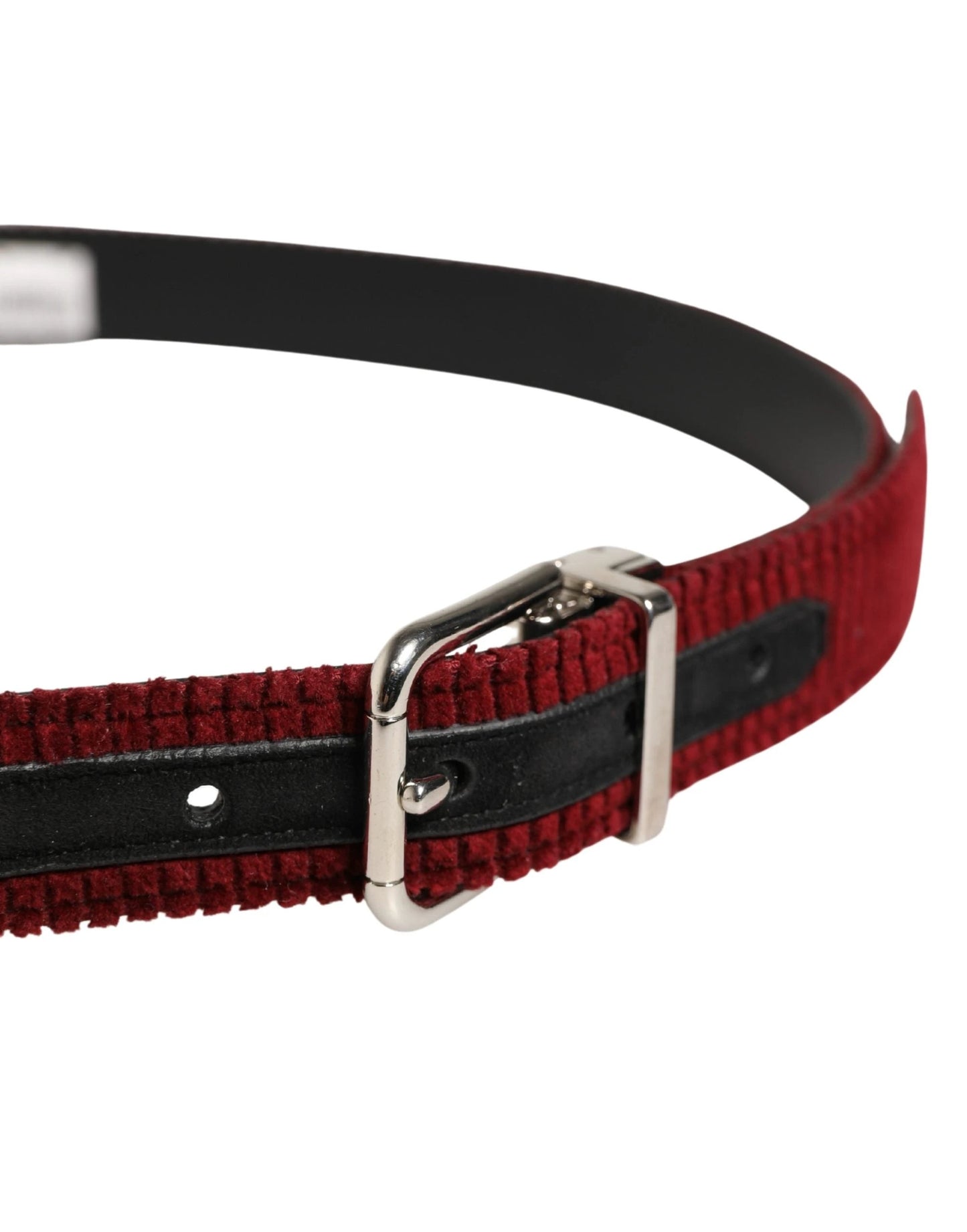 Dolce & Gabbana Men Red Velvet Leather Metal Buckle Belt by Dolce & Gabbana