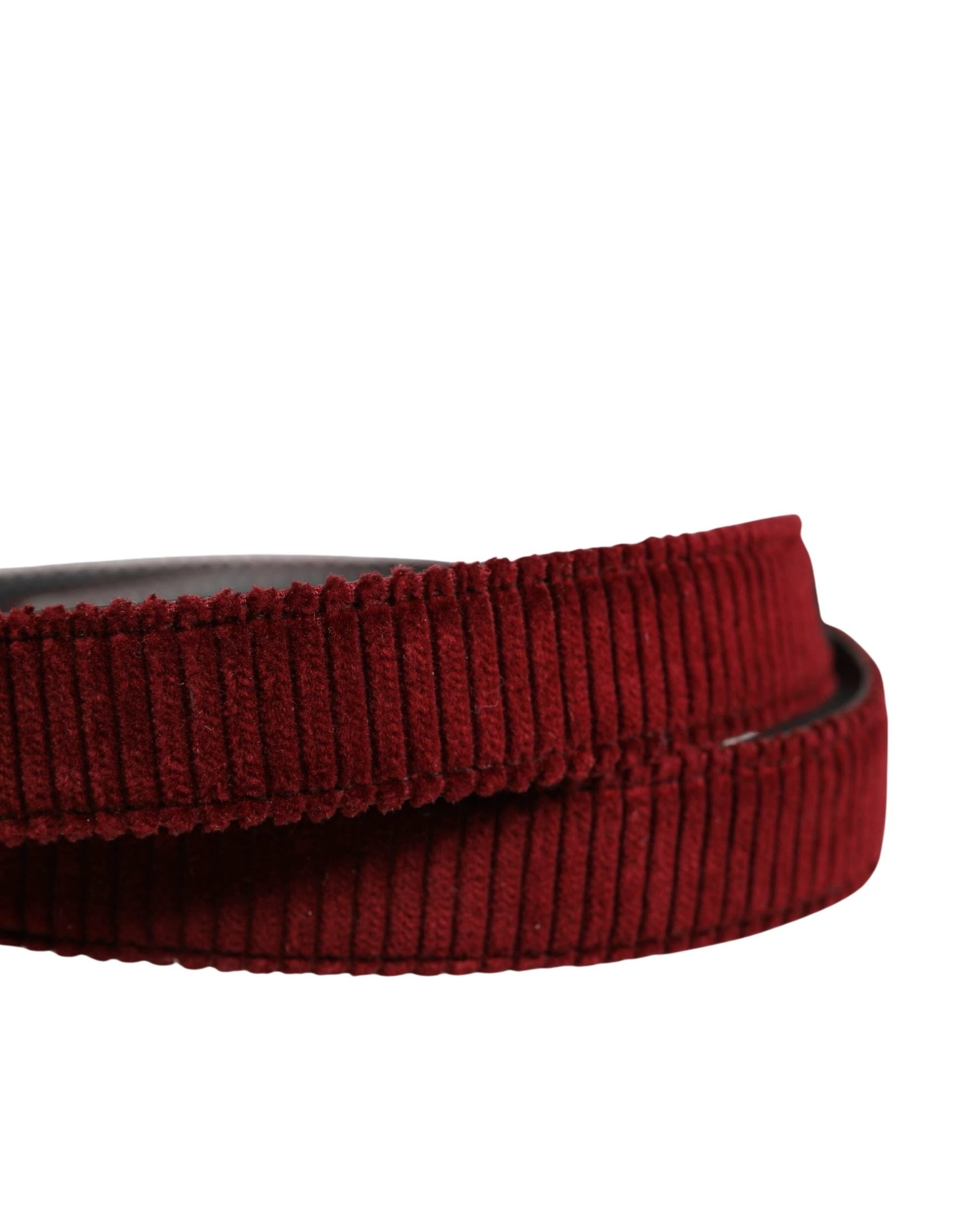 Dolce & Gabbana Men Red Velvet Leather Metal Buckle Belt by Dolce & Gabbana