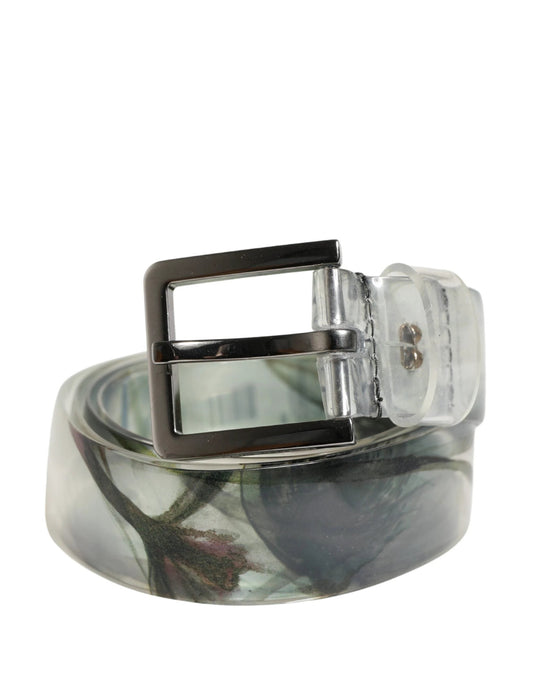 Dolce & Gabbana Men White Floral PVC Silver Metal Buckle Belt by Dolce & Gabbana
