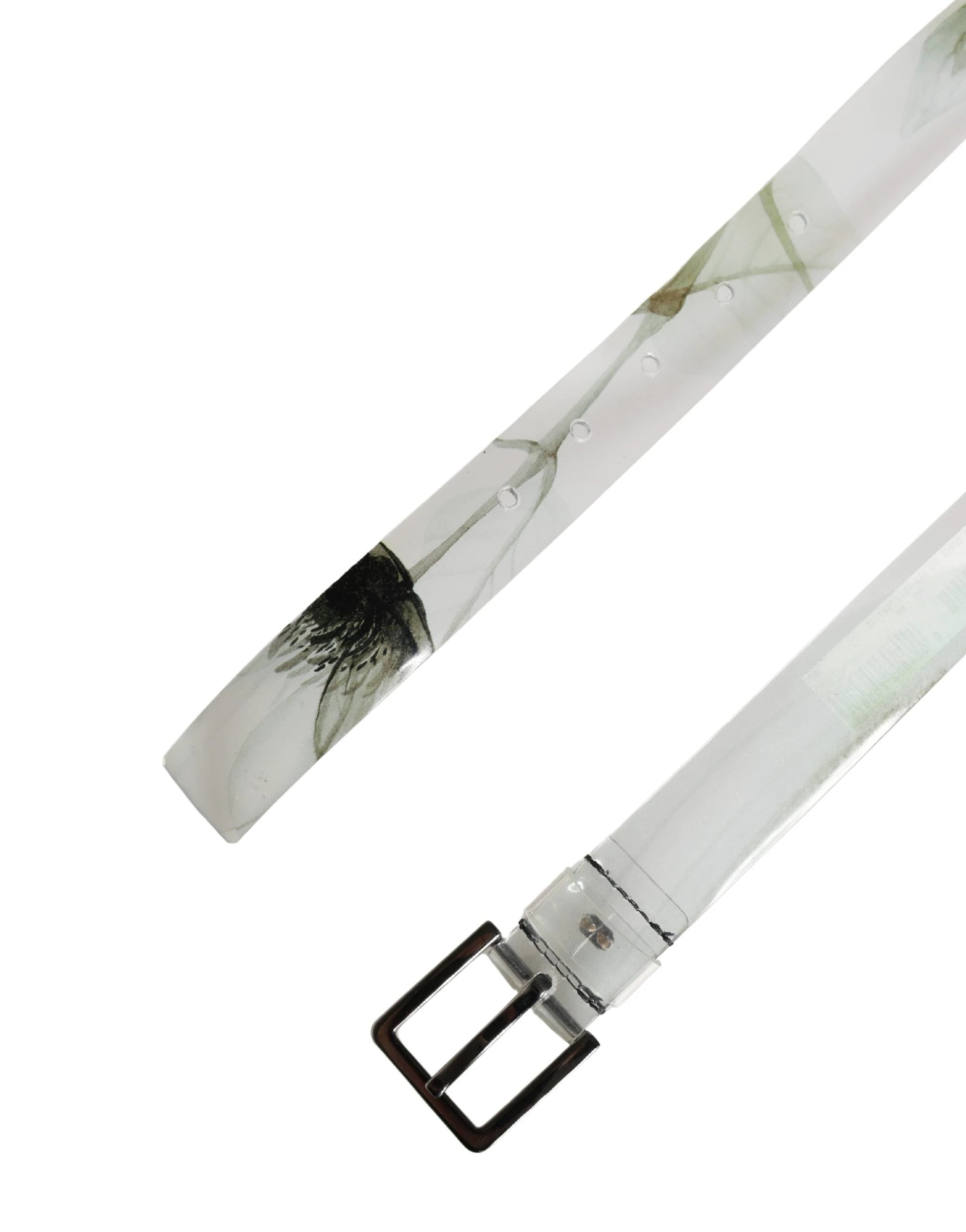 Dolce & Gabbana Men White Floral PVC Silver Metal Buckle Belt by Dolce & Gabbana