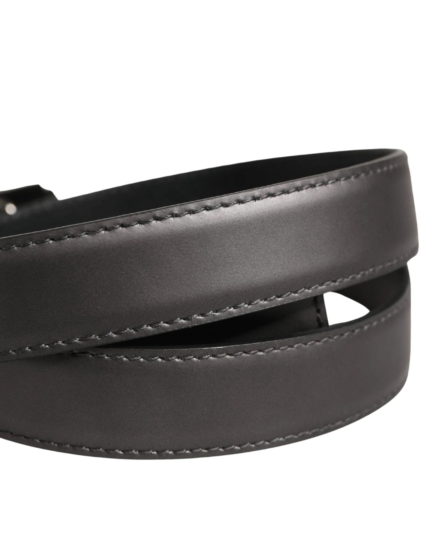 Dolce & Gabbana Men Silver Classic Leather Square Buckle Belt by Dolce & Gabbana