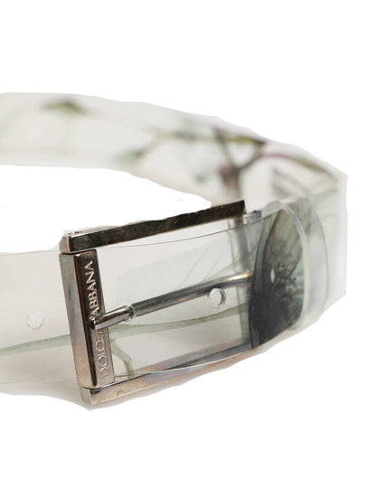 Dolce & Gabbana Men White Floral PVC Silver Metal Buckle Belt by Dolce & Gabbana