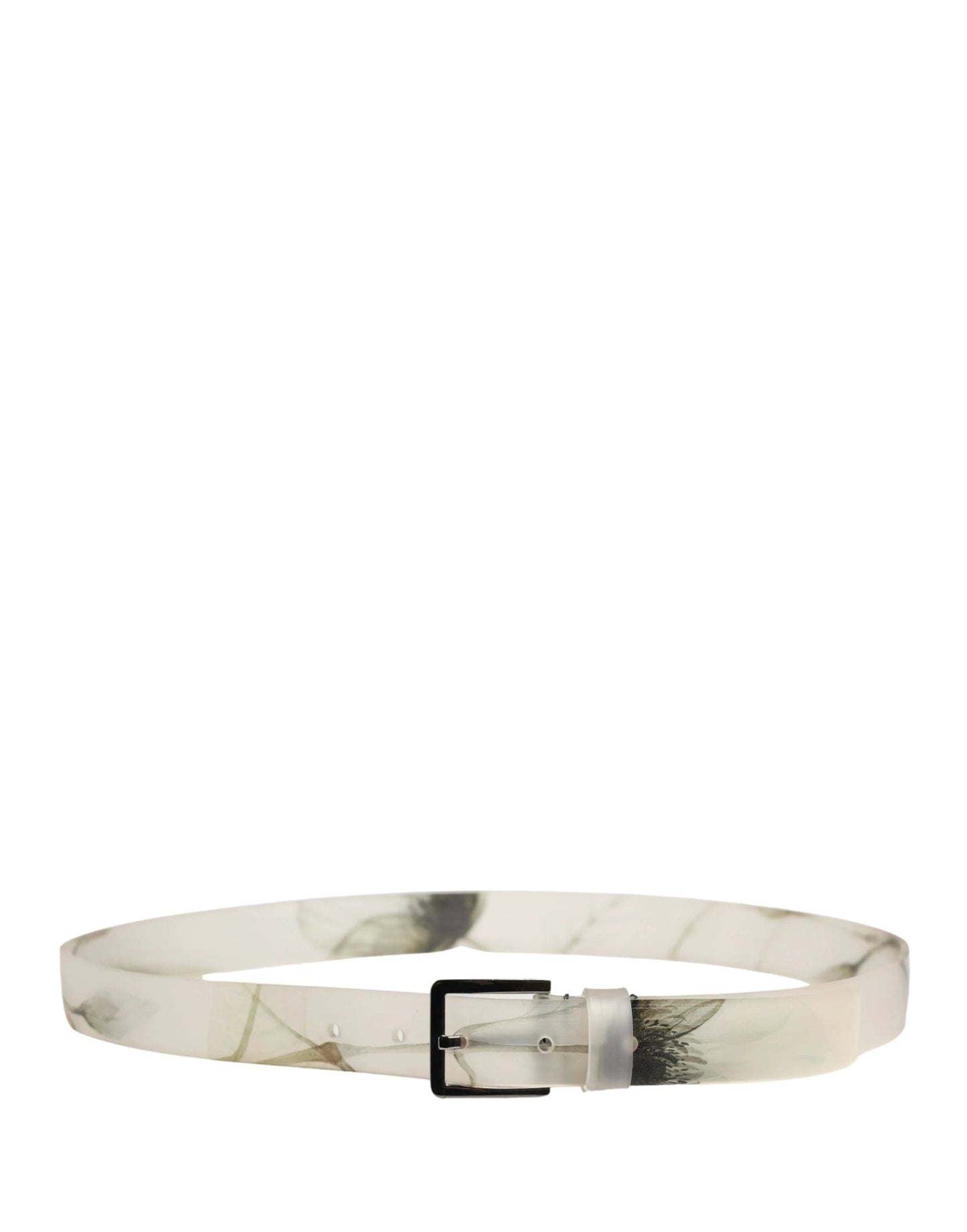 Dolce & Gabbana Men White Floral PVC Silver Metal Buckle Belt by Dolce & Gabbana