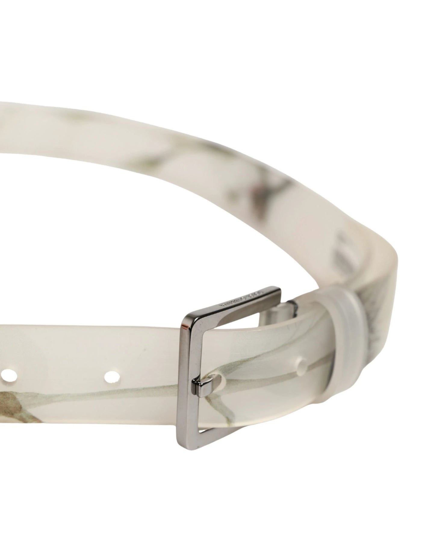 Dolce & Gabbana Men White Floral PVC Silver Metal Buckle Belt by Dolce & Gabbana
