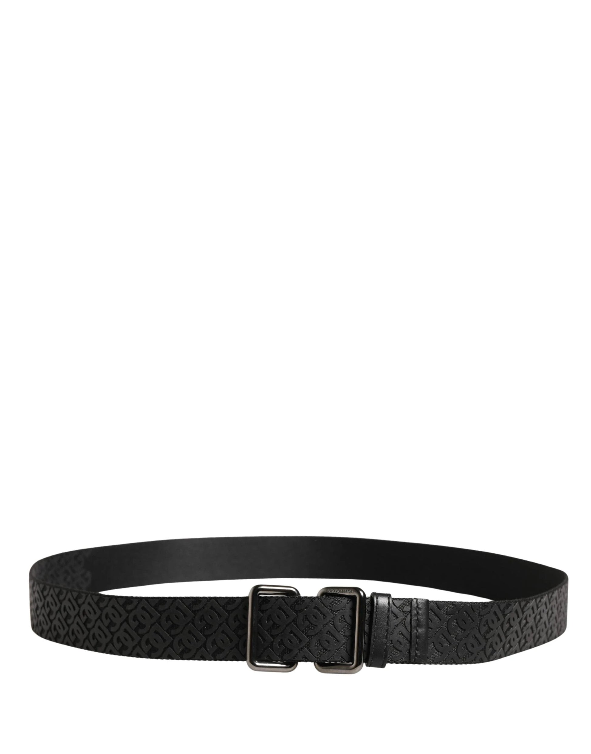 Dolce & Gabbana Men Black DG Logo Polyester Metal Buckle Belt by Dolce & Gabbana