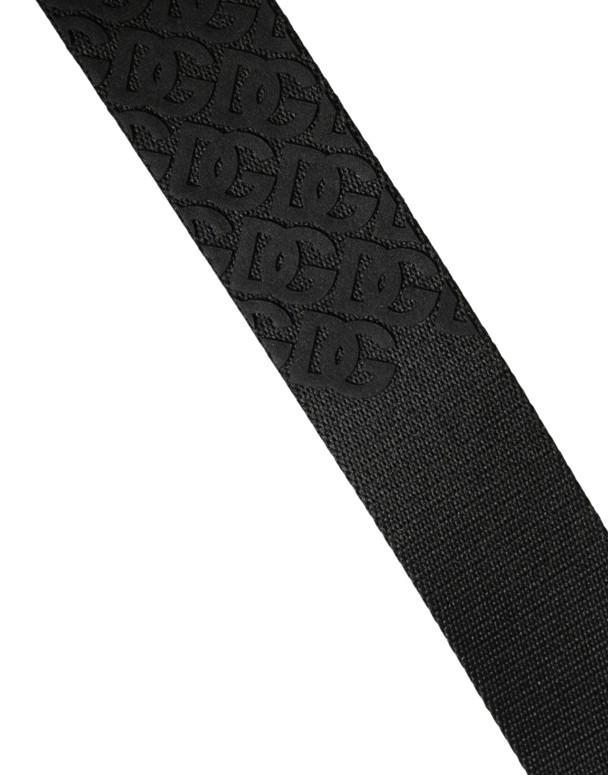 Dolce & Gabbana Men Black DG Logo Polyester Metal Buckle Belt by Dolce & Gabbana