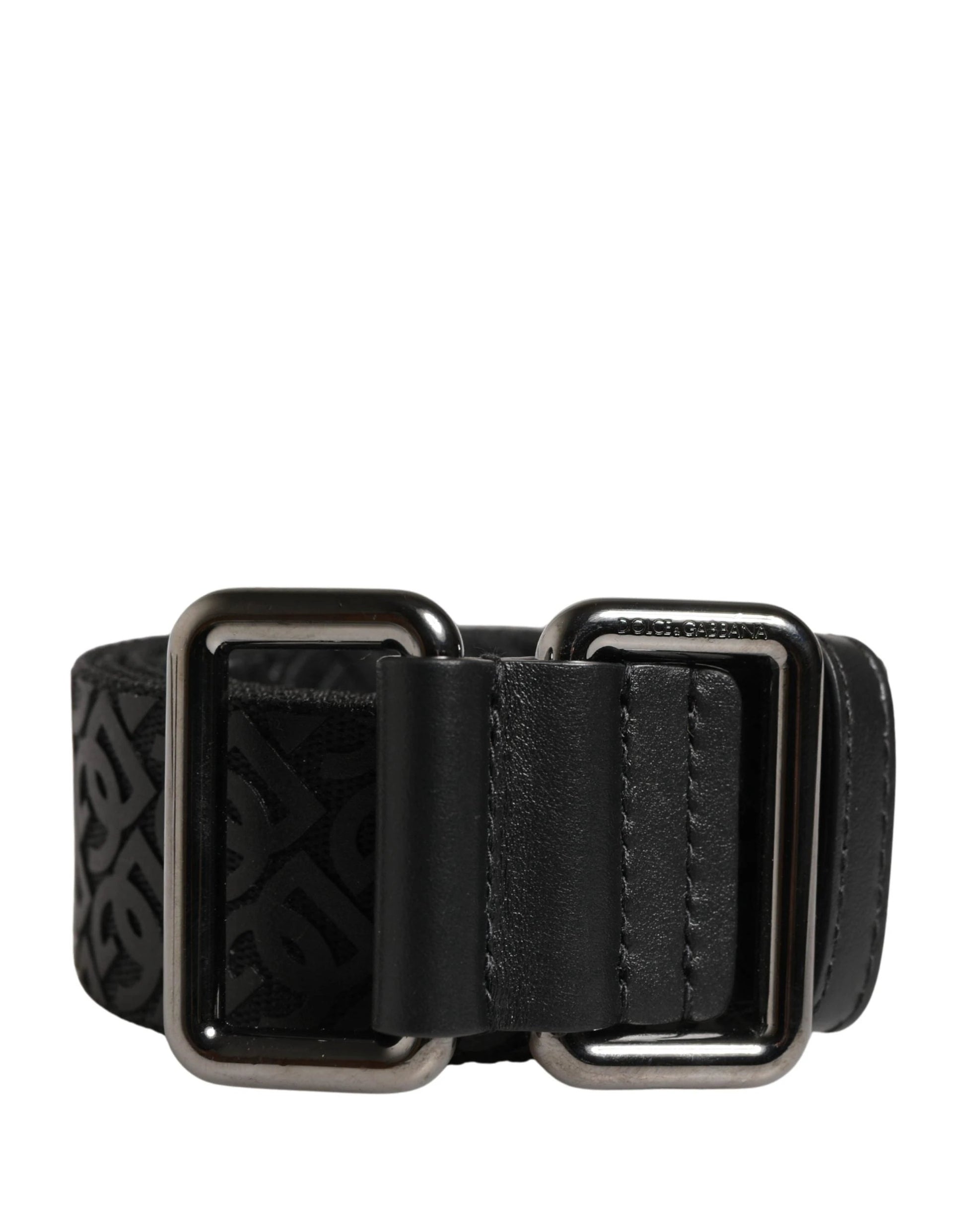 Dolce & Gabbana Men Black DG Logo Polyester Metal Buckle Belt by Dolce & Gabbana