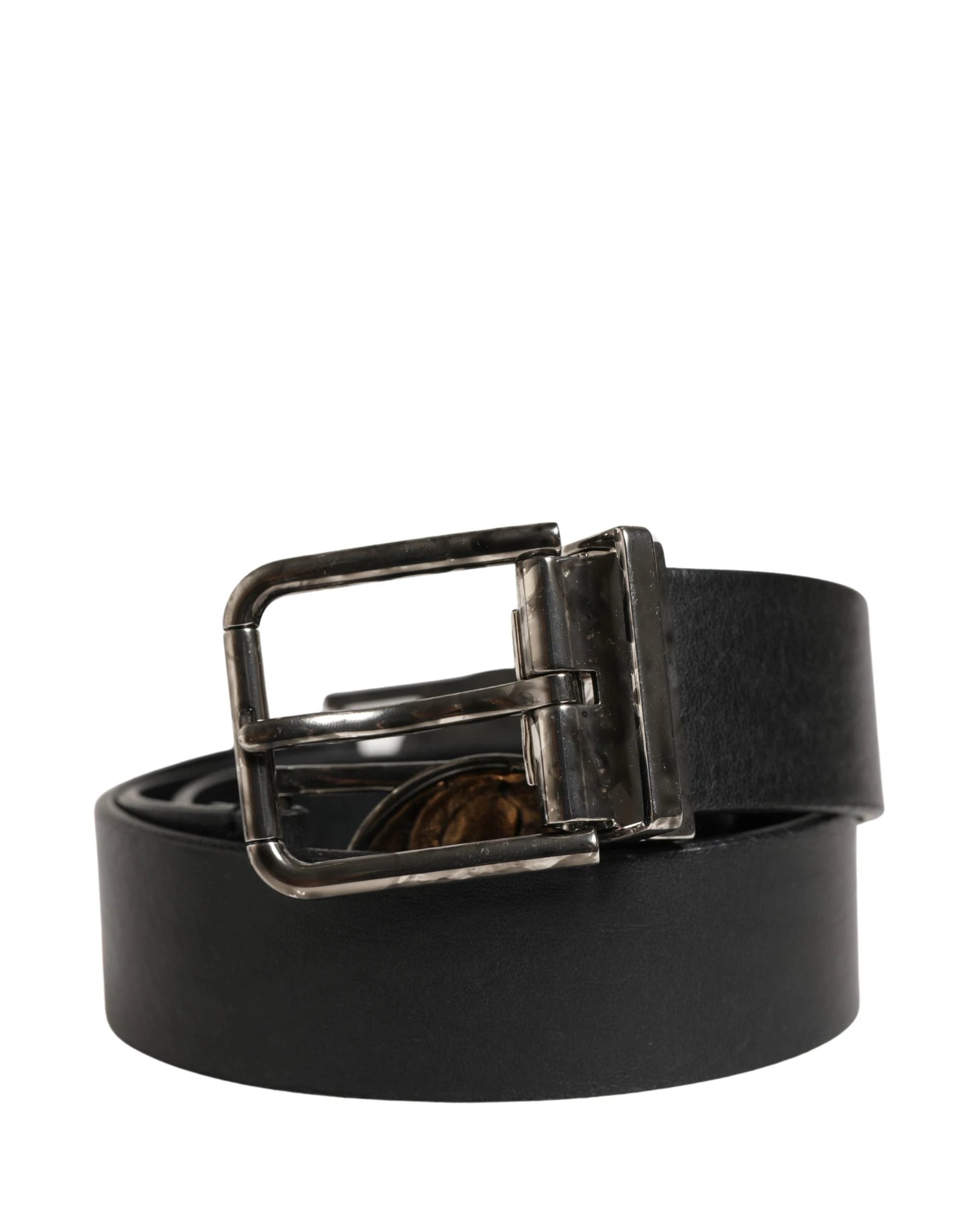 Dolce & Gabbana Men Black Classic Leather Metal Buckle Belt by Dolce & Gabbana