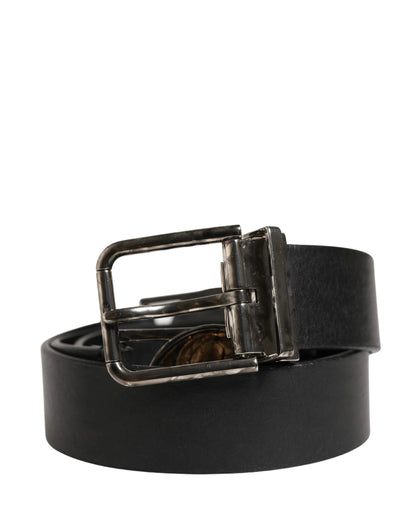Dolce & Gabbana Men Black Classic Leather Metal Buckle Belt by Dolce & Gabbana