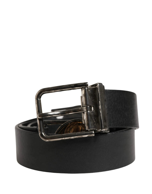 Dolce & Gabbana Men Black Classic Leather Metal Buckle Belt by Dolce & Gabbana